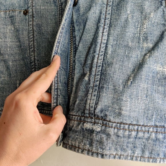 Free People Tattered Tennis Jacket Denim - Picture 8 of 9